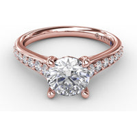 Classic Solitaire Engagement Ring Setting with Channel Set Round Diamond Band by Fana - 0.36 Carat Total Diamond Weight