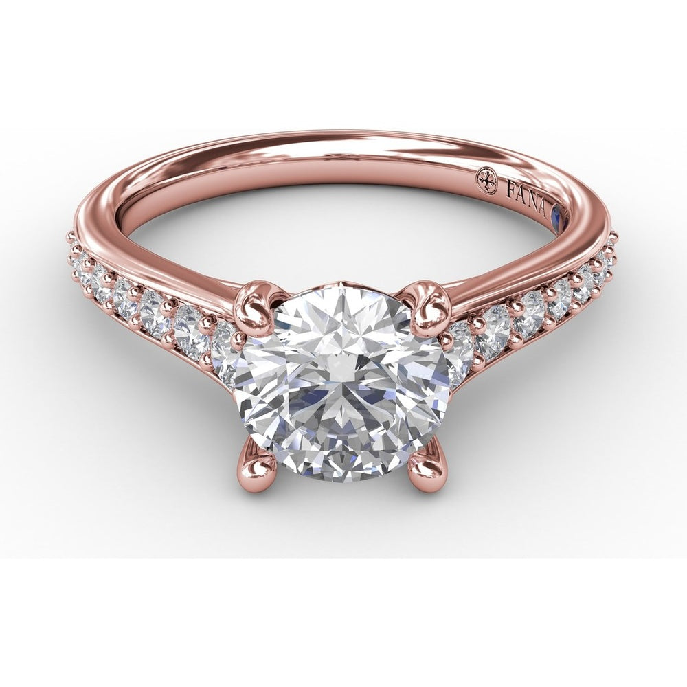 Classic Solitaire Engagement Ring Setting with Channel Set Round Diamond Band by Fana - 0.36 Carat Total Diamond Weight
