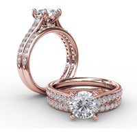 Classic Solitaire Engagement Ring Setting with Channel Set Round Diamond Band by Fana - 0.36 Carat Total Diamond Weight