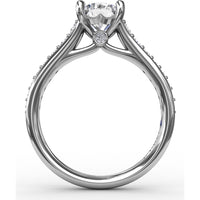 Classic Solitaire Engagement Ring Setting with Channel Set Round Diamond Band by Fana - 0.36 Carat Total Diamond Weight