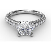Classic Solitaire Engagement Ring Setting with Channel Set Round Diamond Band by Fana - 0.36 Carat Total Diamond Weight
