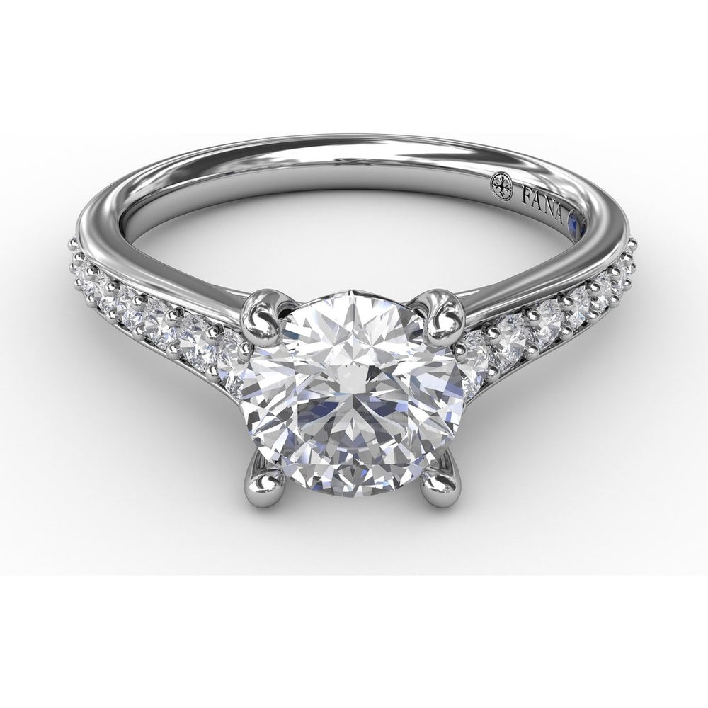 Classic Solitaire Engagement Ring Setting with Channel Set Round Diamond Band by Fana - 0.36 Carat Total Diamond Weight