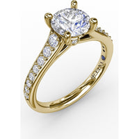 Classic Solitaire Engagement Ring Setting with Channel Set Round Diamond Band by Fana - 0.36 Carat Total Diamond Weight