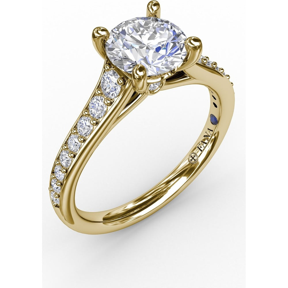 Classic Solitaire Engagement Ring Setting with Channel Set Round Diamond Band by Fana - 0.36 Carat Total Diamond Weight