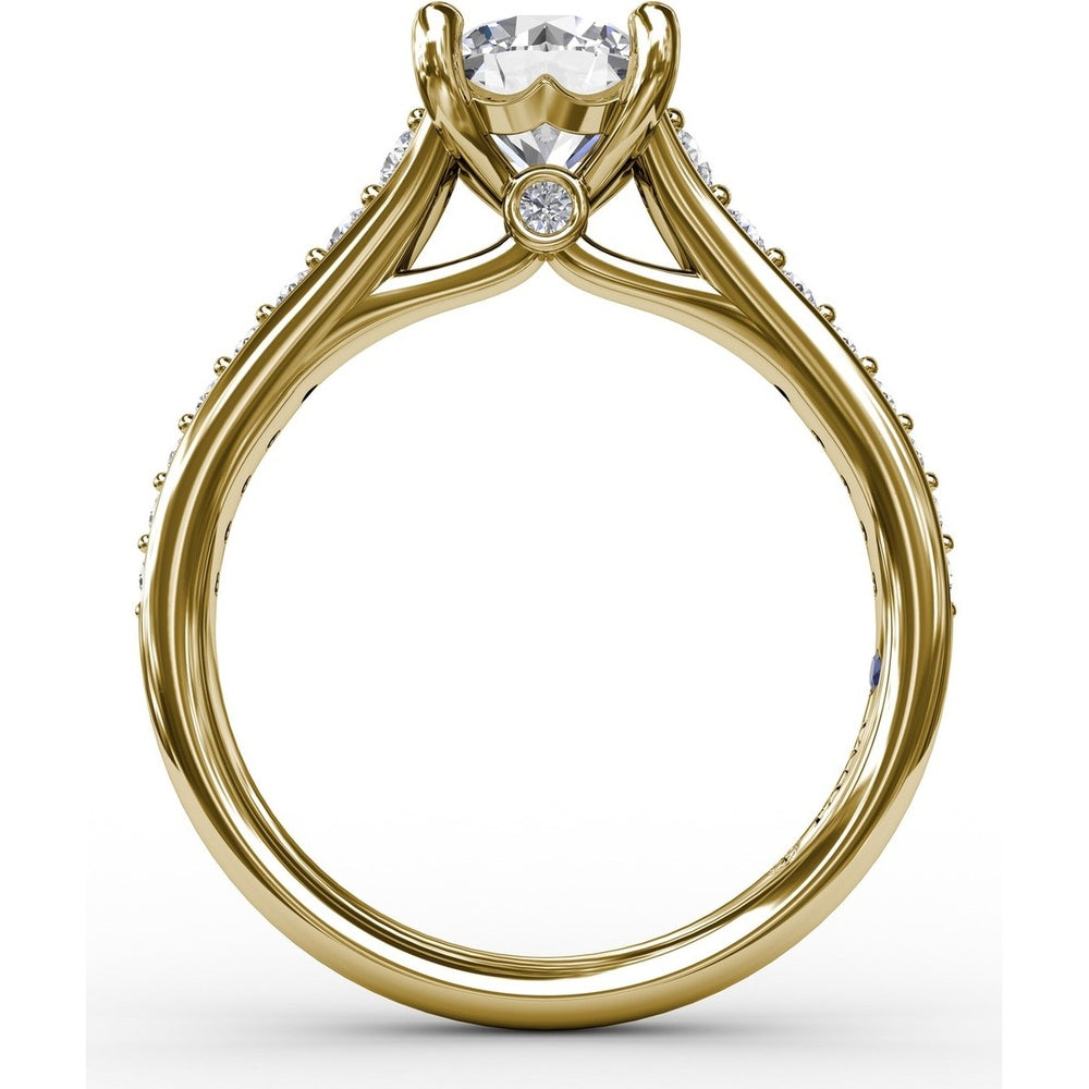 Classic Solitaire Engagement Ring Setting with Channel Set Round Diamond Band by Fana - 0.36 Carat Total Diamond Weight