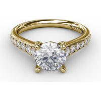Classic Solitaire Engagement Ring Setting with Channel Set Round Diamond Band by Fana - 0.36 Carat Total Diamond Weight