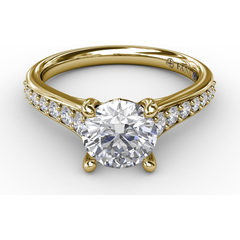 Classic Solitaire Engagement Ring Setting with Channel Set Round Diamond Band by Fana - 0.36 Carat Total Diamond Weight