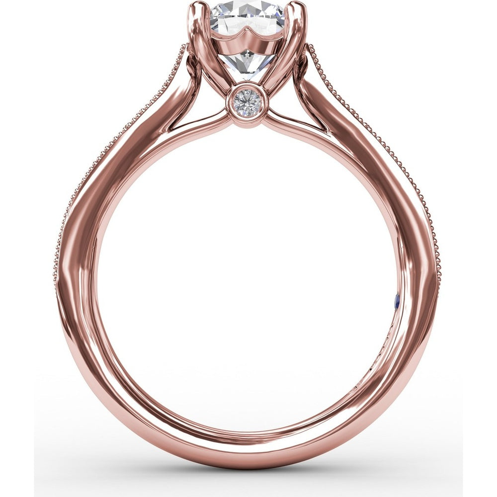 Classic Solitaire Engagement Ring Setting with Milgrain Pavé Diamond Band and Hidden Accents by Fana - 0.21 Carat Total Diamond Weight