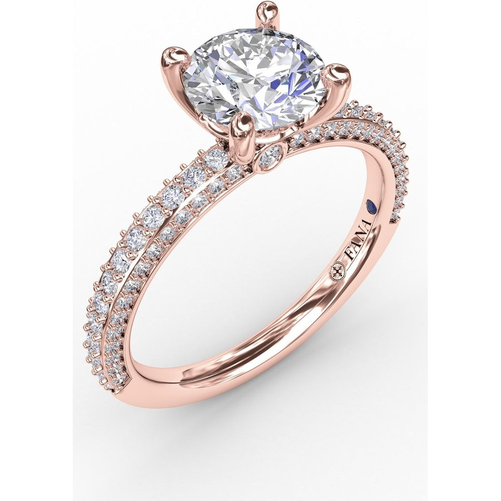 Classic Solitaire Engagement Ring Setting with Round Pavé Band by Fana - 0.48 Carat Total Diamond Weight