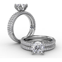 Classic Solitaire Engagement Ring Setting with Round Pavé Band by Fana - 0.48 Carat Total Diamond Weight