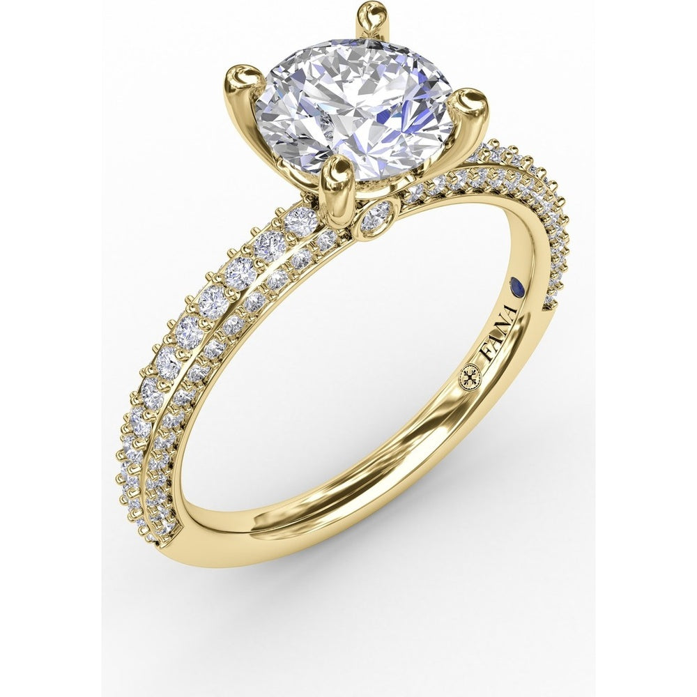 Classic Solitaire Engagement Ring Setting with Round Pavé Band by Fana - 0.48 Carat Total Diamond Weight
