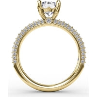 Classic Solitaire Engagement Ring Setting with Round Pavé Band by Fana - 0.48 Carat Total Diamond Weight