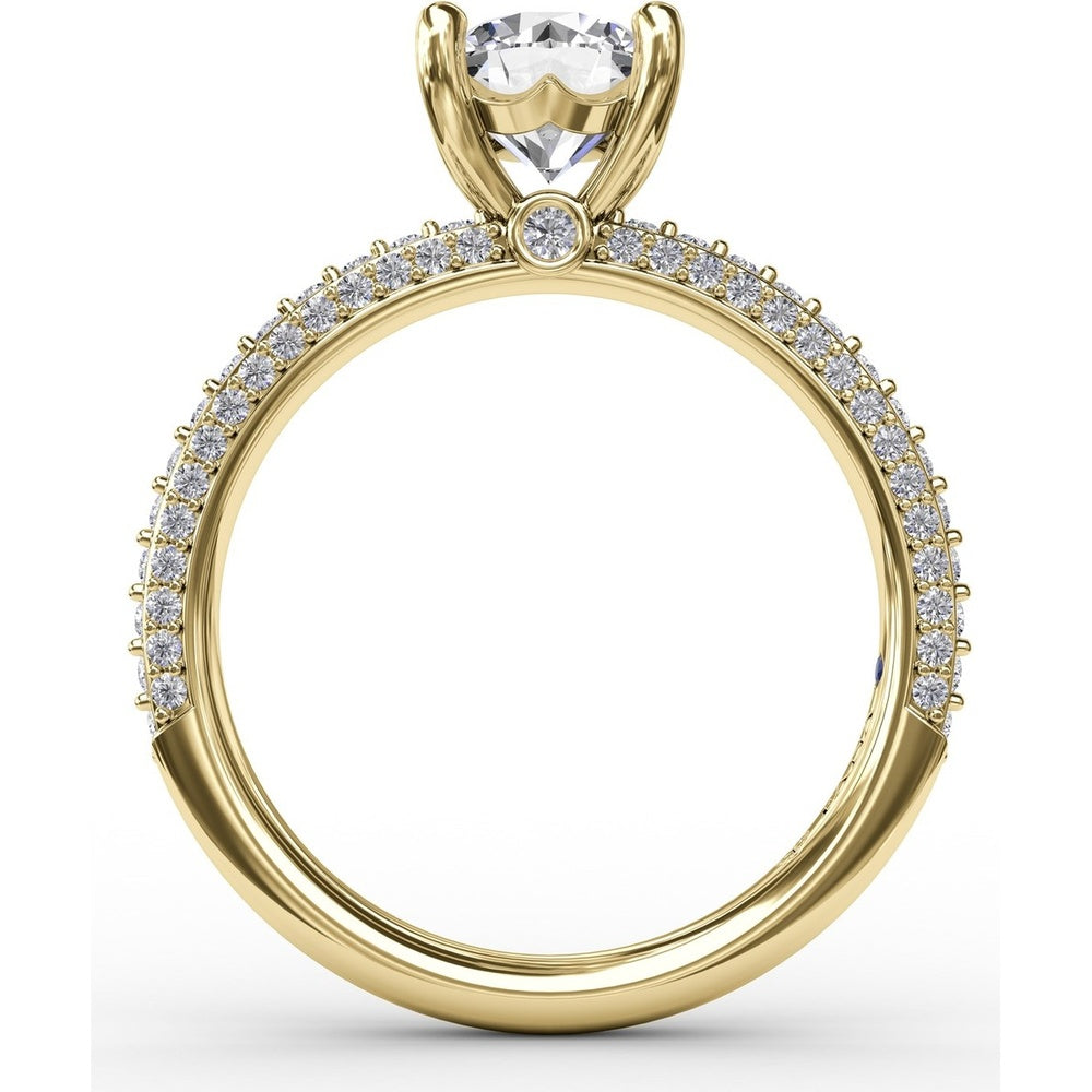 Classic Solitaire Engagement Ring Setting with Round Pavé Band by Fana - 0.48 Carat Total Diamond Weight