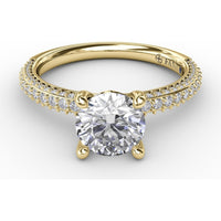 Classic Solitaire Engagement Ring Setting with Round Pavé Band by Fana - 0.48 Carat Total Diamond Weight
