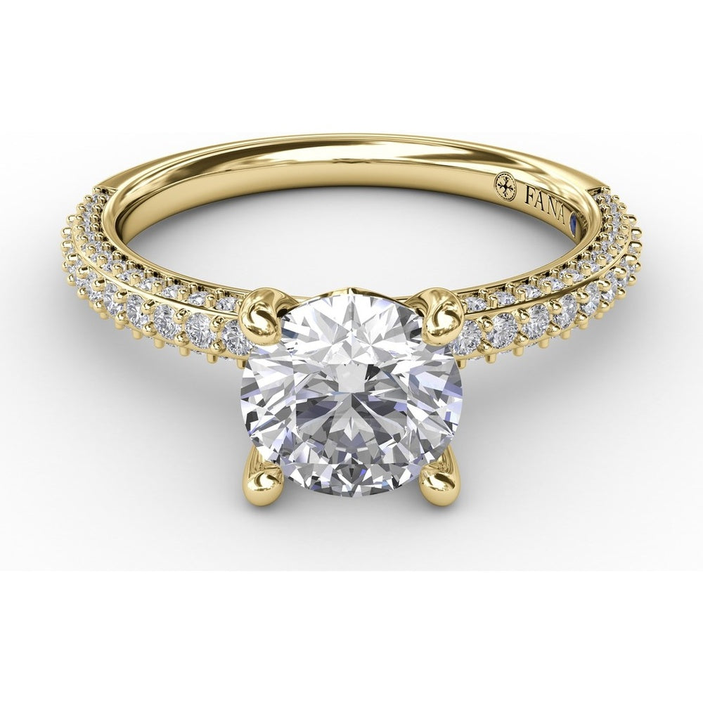 Classic Solitaire Engagement Ring Setting with Round Pavé Band by Fana - 0.48 Carat Total Diamond Weight