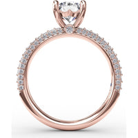 Classic Solitaire Engagement Ring Setting with Round Pavé Band by Fana - 0.48 Carat Total Diamond Weight