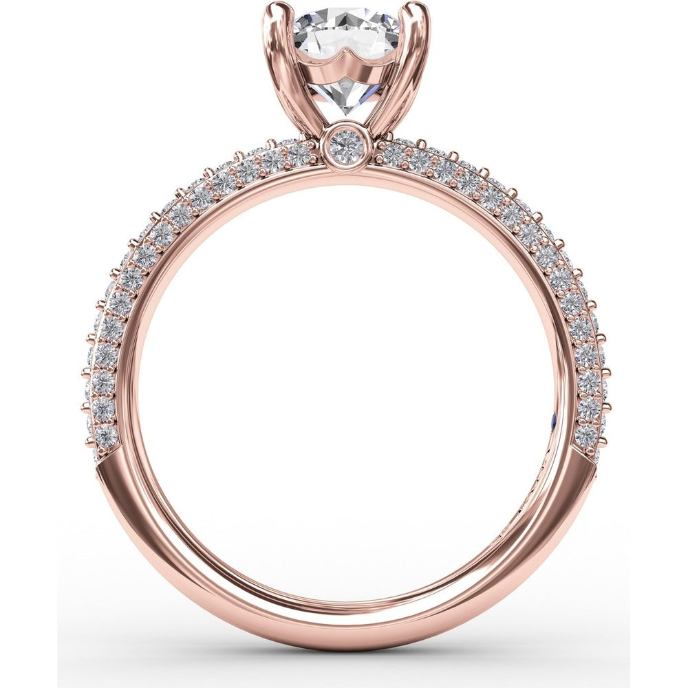Classic Solitaire Engagement Ring Setting with Round Pavé Band by Fana - 0.48 Carat Total Diamond Weight