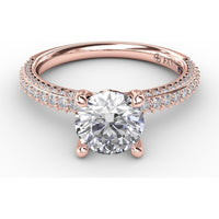 Classic Solitaire Engagement Ring Setting with Round Pavé Band by Fana - 0.48 Carat Total Diamond Weight