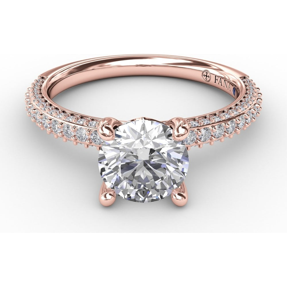 Classic Solitaire Engagement Ring Setting with Round Pavé Band by Fana - 0.48 Carat Total Diamond Weight