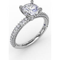 Classic Solitaire Engagement Ring Setting with Round Pavé Band by Fana - 0.48 Carat Total Diamond Weight
