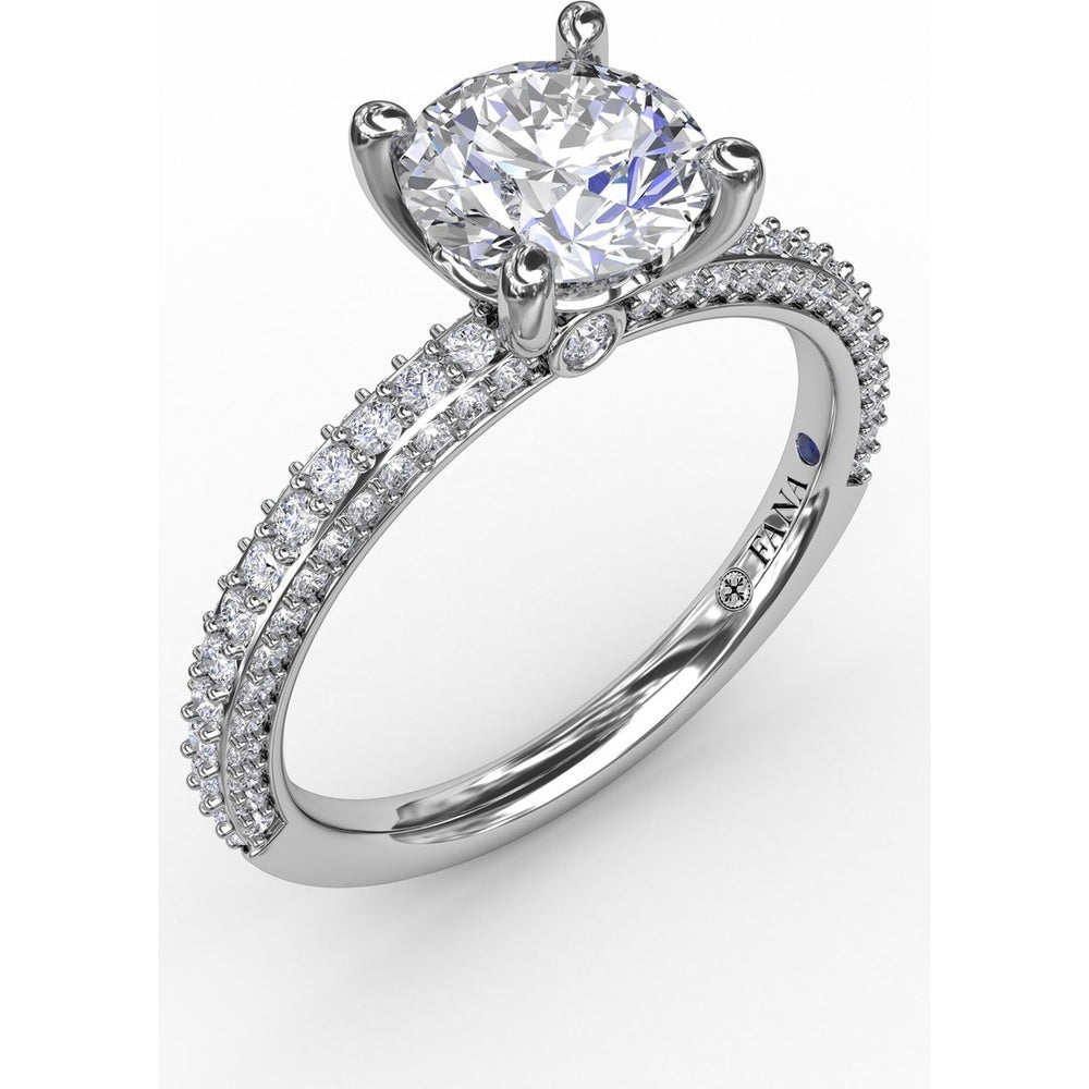 Classic Solitaire Engagement Ring Setting with Round Pavé Band by Fana - 0.48 Carat Total Diamond Weight