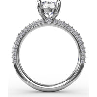 Classic Solitaire Engagement Ring Setting with Round Pavé Band by Fana - 0.48 Carat Total Diamond Weight