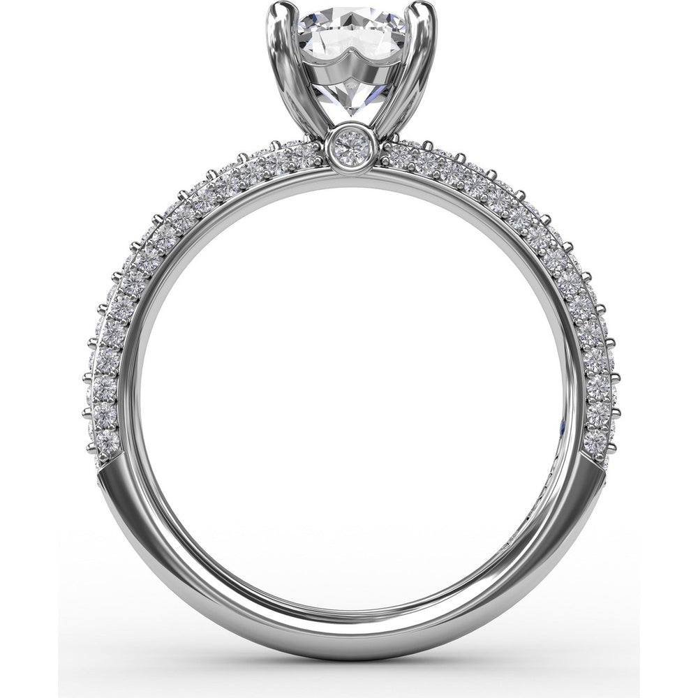 Classic Solitaire Engagement Ring Setting with Round Pavé Band by Fana - 0.48 Carat Total Diamond Weight