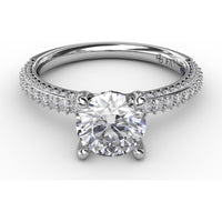 Classic Solitaire Engagement Ring Setting with Round Pavé Band by Fana - 0.48 Carat Total Diamond Weight