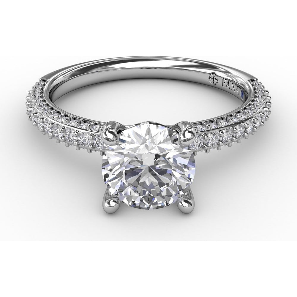 Classic Solitaire Engagement Ring Setting with Round Pavé Band by Fana - 0.48 Carat Total Diamond Weight