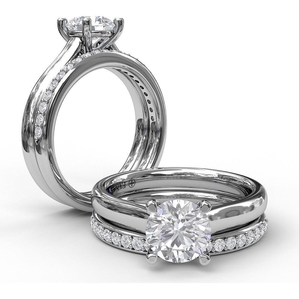 Classic Solitaire Engagement Ring Setting with Split Shank and Peek-A-Boo Diamond by Fana - 0.03 Carat Total Diamond Weight