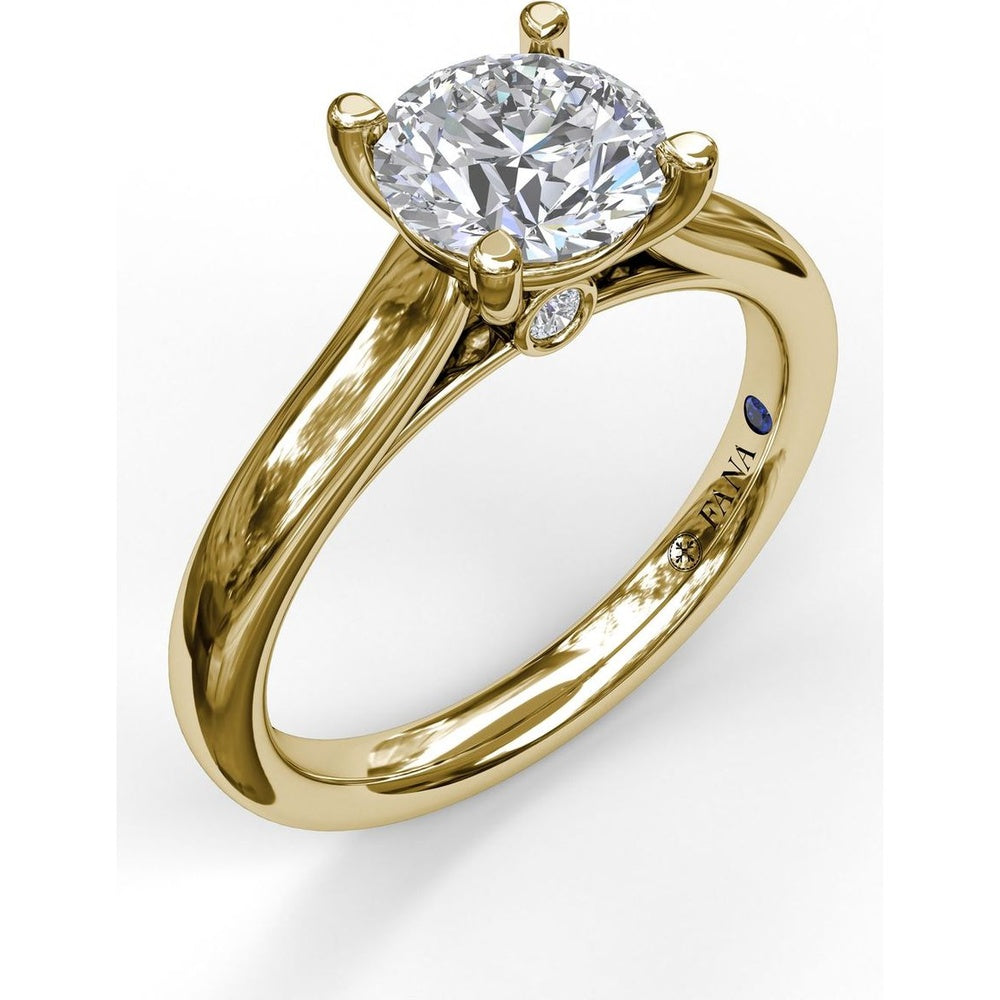 Classic Solitaire Engagement Ring Setting with Split Shank and Peek-A-Boo Diamond by Fana - 0.03 Carat Total Diamond Weight