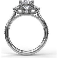 Classic Three Stone Engagement Ring Setting with Single Row Pavé Diamond Band by Fana - 0.48 Carat Total Diamond Weight