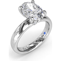 Classic Wide Band Oval Diamond Engagement Ring Setting with Hidden Halo by Fana - 0.02 Carat Total Diamond Weight