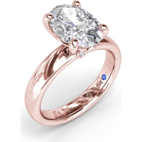 Classic Wide Band Oval Diamond Engagement Ring Setting with Hidden Halo by Fana - 0.02 Carat Total Diamond Weight