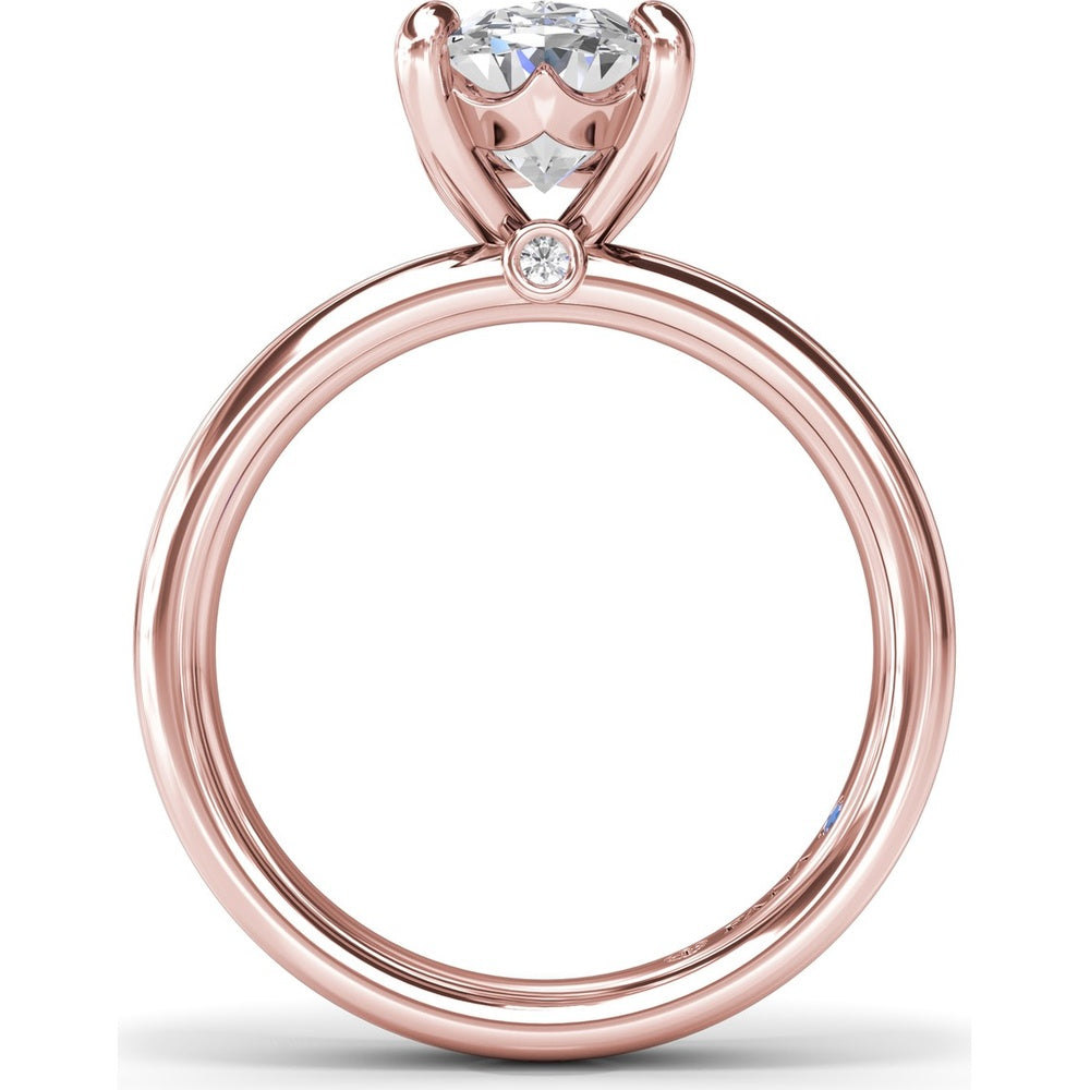 Classic Wide Band Oval Diamond Engagement Ring Setting with Hidden Halo by Fana - 0.02 Carat Total Diamond Weight