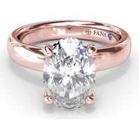 Classic Wide Band Oval Diamond Engagement Ring Setting with Hidden Halo by Fana - 0.02 Carat Total Diamond Weight