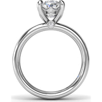 Classic Wide Band Oval Diamond Engagement Ring Setting with Hidden Halo by Fana - 0.02 Carat Total Diamond Weight
