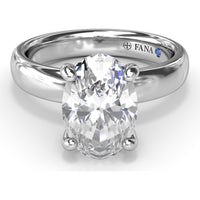 Classic Wide Band Oval Diamond Engagement Ring Setting with Hidden Halo by Fana - 0.02 Carat Total Diamond Weight