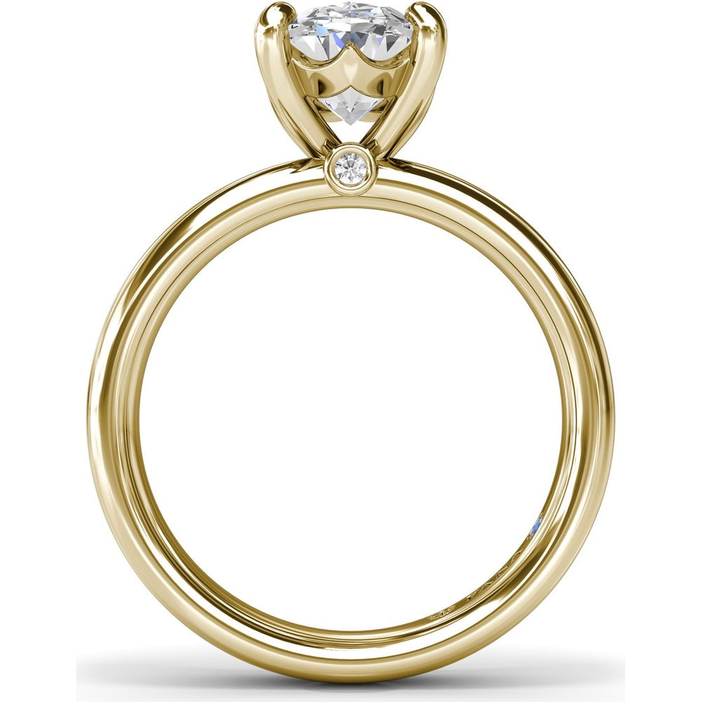 Classic Wide Band Oval Diamond Engagement Ring Setting with Hidden Halo by Fana - 0.02 Carat Total Diamond Weight