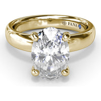 Classic Wide Band Oval Diamond Engagement Ring Setting with Hidden Halo by Fana - 0.02 Carat Total Diamond Weight