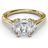 Cluster Engagement Ring Setting with Baguette Side Diamonds by Fana - 0.29 Carat Total Diamond Weight