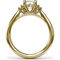 Cluster Engagement Ring Setting with Baguette Side Diamonds by Fana - 0.29 Carat Total Diamond Weight