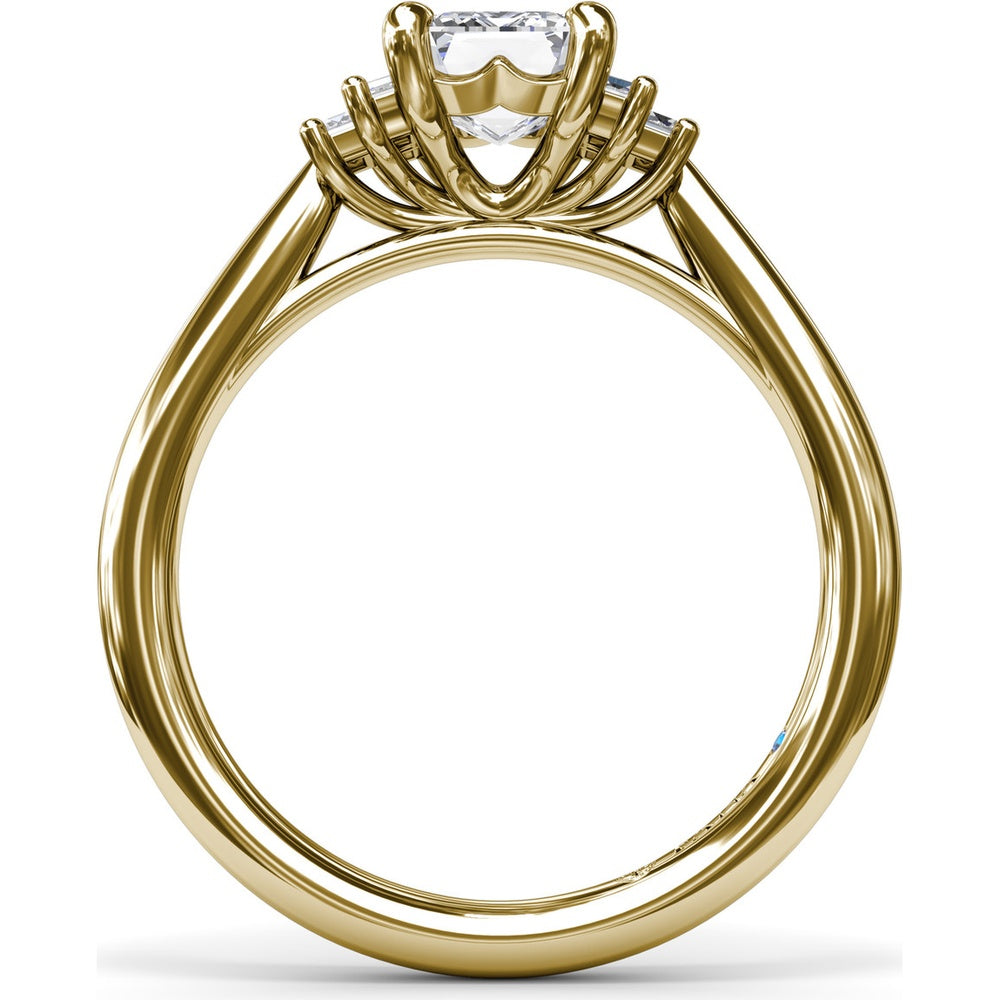 Cluster Engagement Ring Setting with Baguette Side Diamonds by Fana - 0.29 Carat Total Diamond Weight