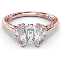 Cluster Engagement Ring Setting with Baguette Side Diamonds by Fana - 0.29 Carat Total Diamond Weight