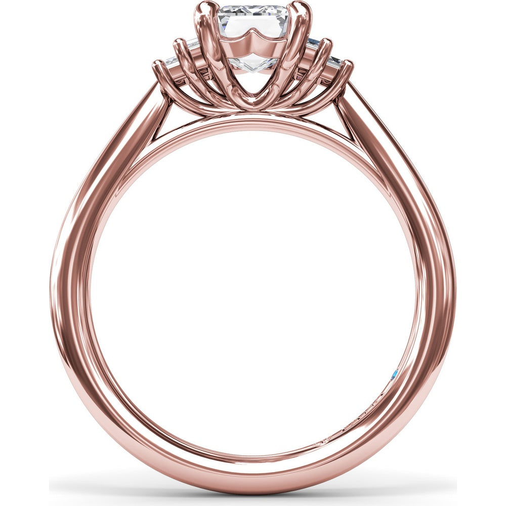 Cluster Engagement Ring Setting with Baguette Side Diamonds by Fana - 0.29 Carat Total Diamond Weight