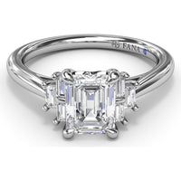 Cluster Engagement Ring Setting with Baguette Side Diamonds by Fana - 0.29 Carat Total Diamond Weight
