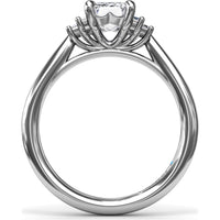 Cluster Engagement Ring Setting with Baguette Side Diamonds by Fana - 0.29 Carat Total Diamond Weight