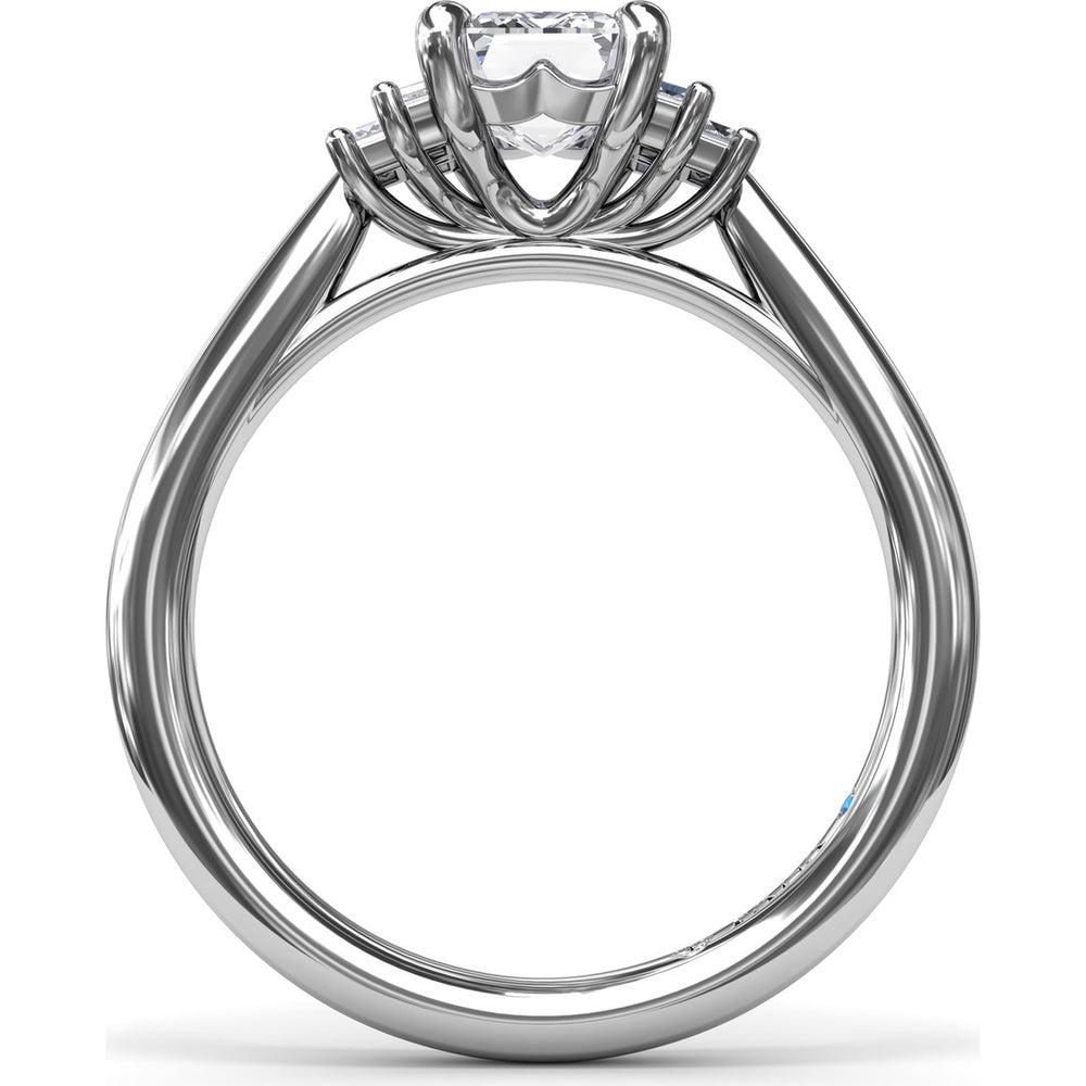Cluster Engagement Ring Setting with Baguette Side Diamonds by Fana - 0.29 Carat Total Diamond Weight