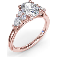Cluster Engagement Ring Setting with Pear and Round Diamond Side Stones - 0.39 Carat Total Side Stone Weight by Fana