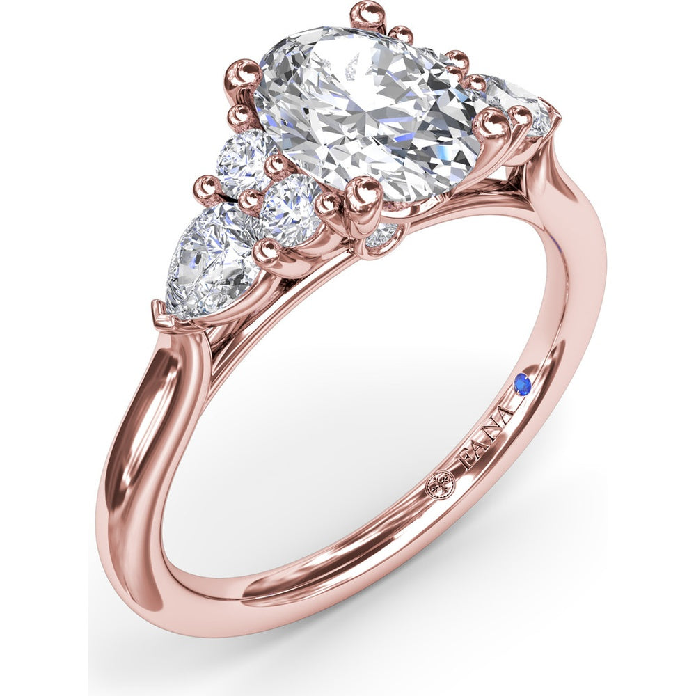 Cluster Engagement Ring Setting with Pear and Round Diamond Side Stones - 0.39 Carat Total Side Stone Weight by Fana